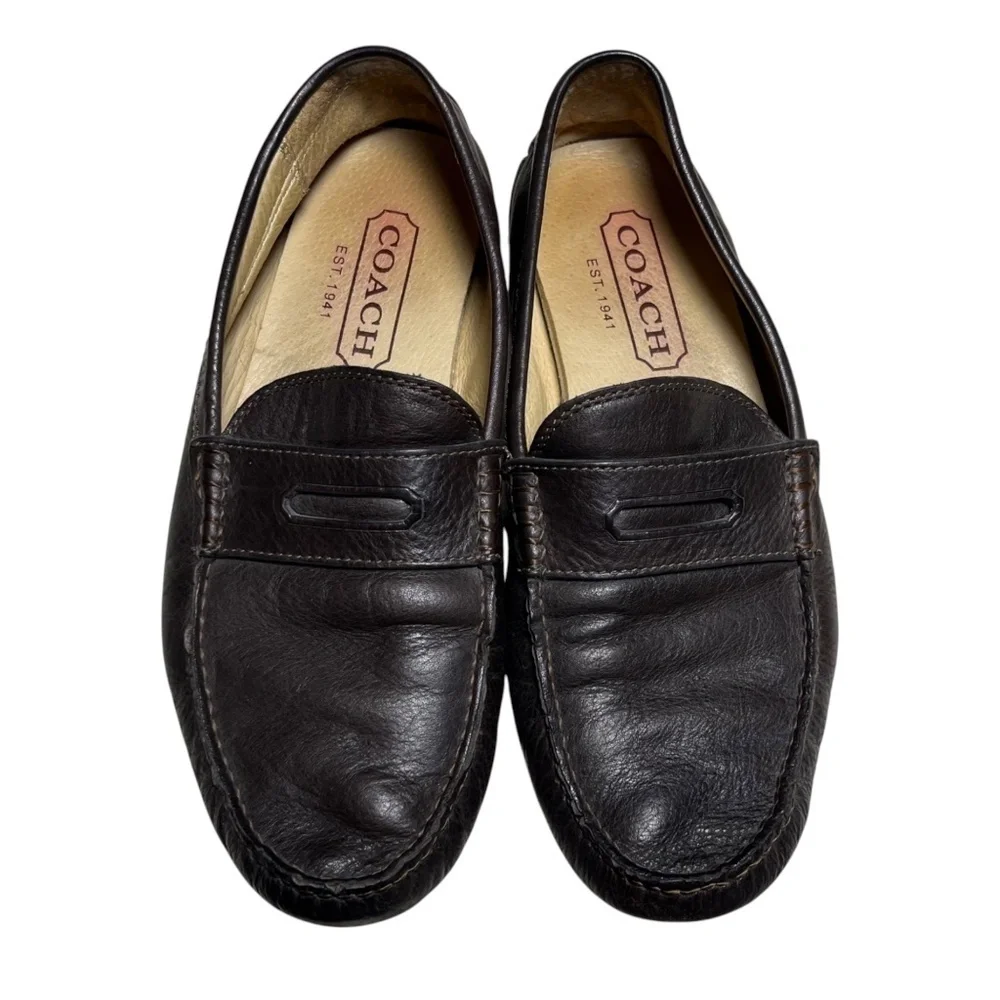 Coach Signature Leather Mens Neal Pebbled Driver Shoes 